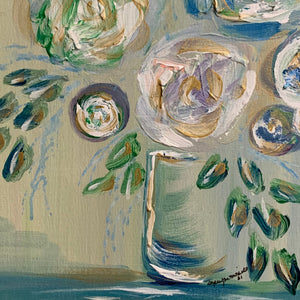 Painting of flowers on a beige background