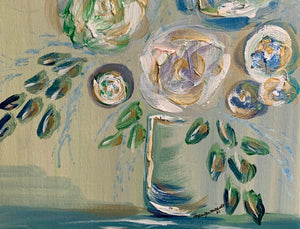 Painting of flowers on a beige background